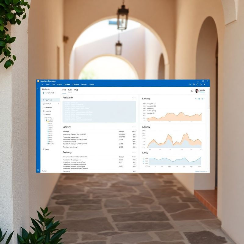 Developer console dashboard mockup in inkblue and warm white